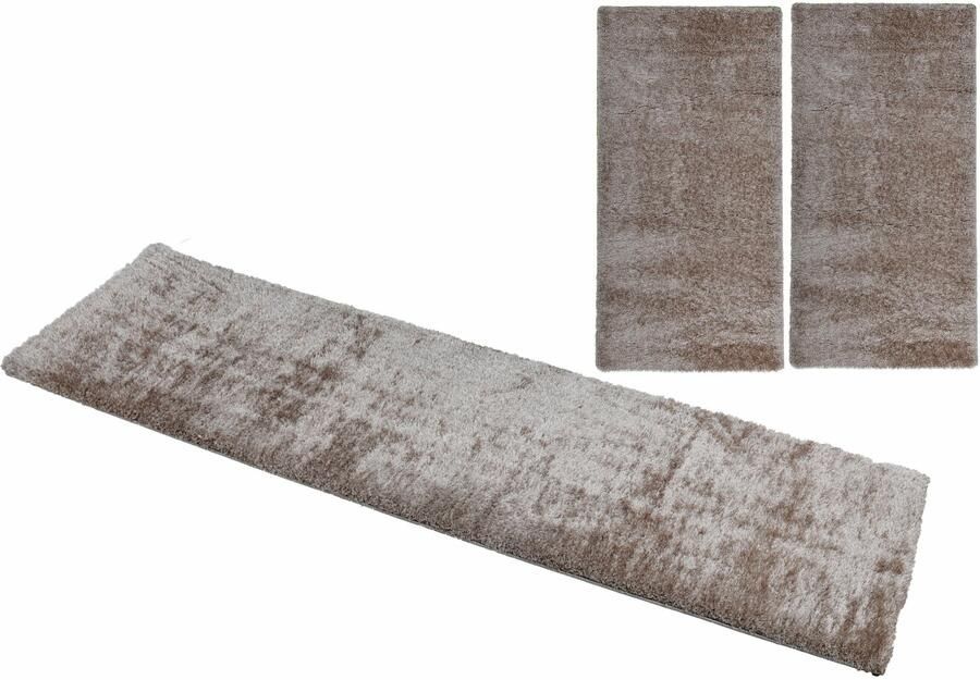 My home Set slaapkamerkleedjes Malin Hochflor shaggy effen kleuren lichte glans microvezel onderhoudsvriendelijk - Foto 6