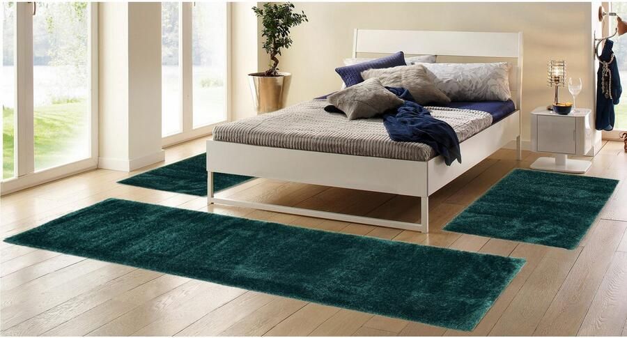 My home Set slaapkamerkleedjes Malin Hochflor shaggy effen kleuren lichte glans microvezel onderhoudsvriendelijk - Foto 4