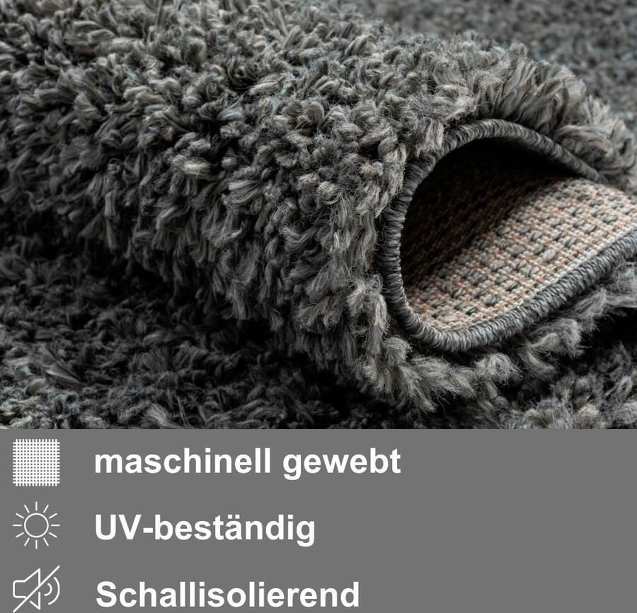 Myflair Möbel & Accessoires Set slaapkamerkleedjes met hoge pool My Shaggy uni-kleuren licht glanzend extra fluffy loper-set - Foto 3