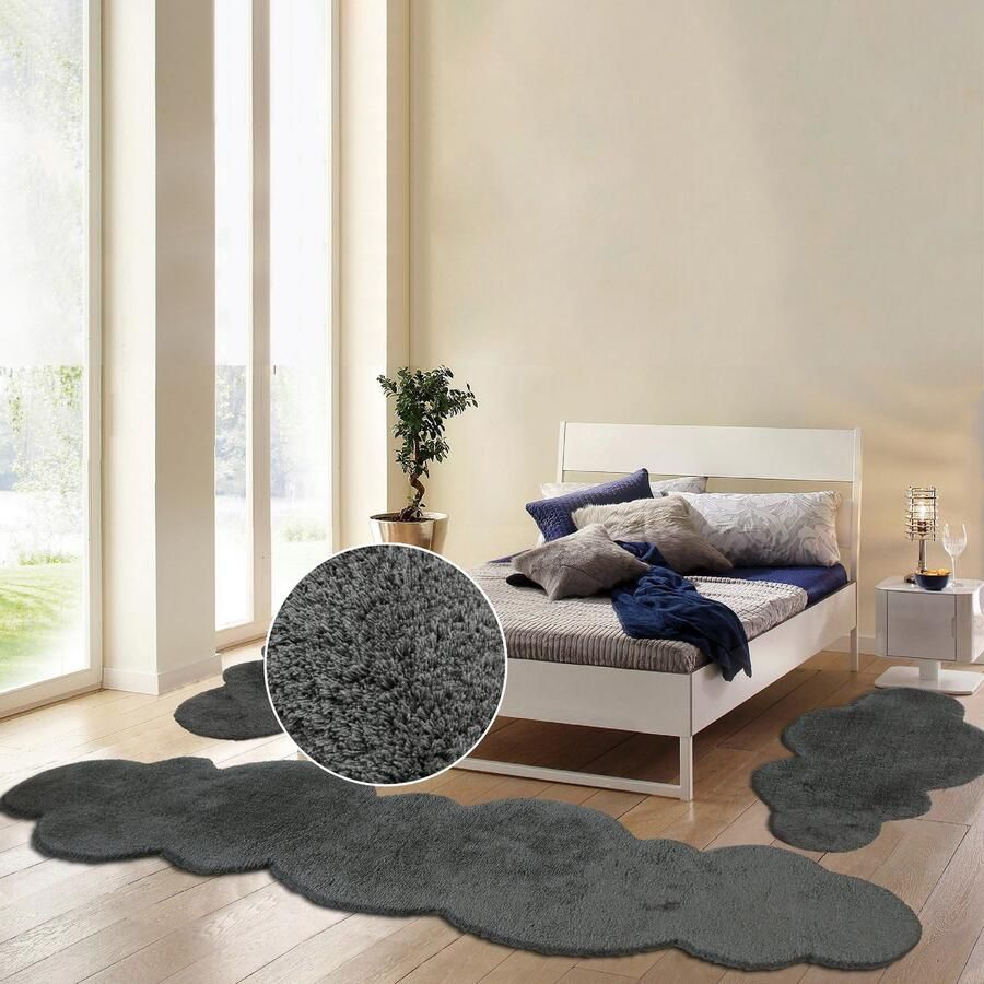 My home Set slaapkamerkleedjes Microvezeltapijt Magong bijzonder zacht zeer fijne pool Wolkvorm uni slaapkamerkleed loperset slaapkamer kinderkamer