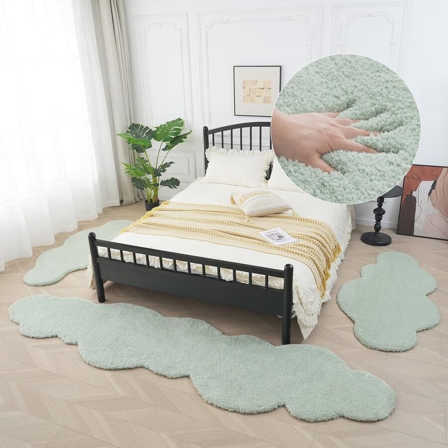 My home Set slaapkamerkleedjes Microvezeltapijt Magong bijzonder zacht zeer fijne pool Wolkvorm uni slaapkamerkleed loperset slaapkamer kinderkamer