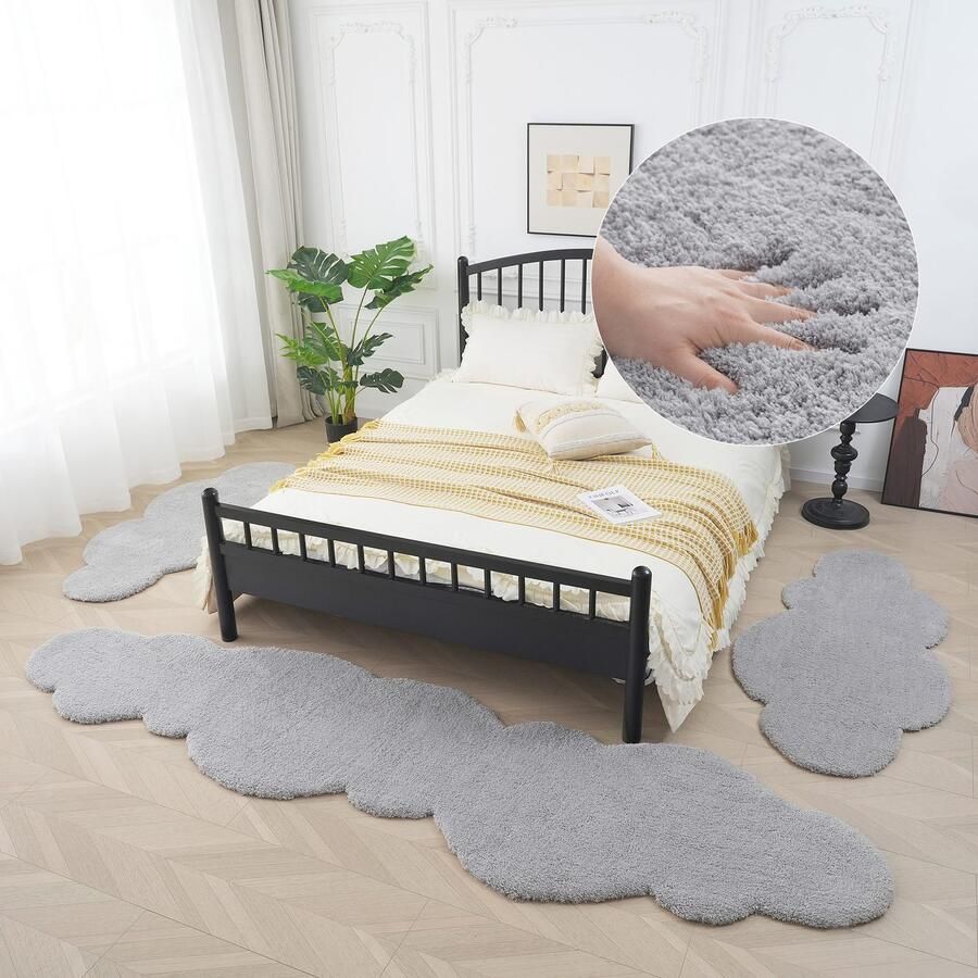 My home Set slaapkamerkleedjes Microvezeltapijt Magong bijzonder zacht zeer fijne pool Wolkvorm uni slaapkamerkleed loperset slaapkamer kinderkamer - Foto 2