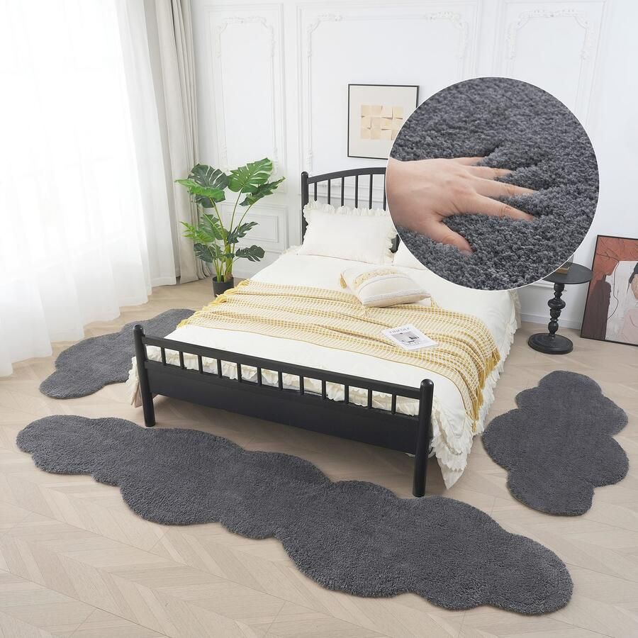 My home Set slaapkamerkleedjes Microvezeltapijt Magong bijzonder zacht zeer fijne pool Wolkvorm uni slaapkamerkleed loperset slaapkamer kinderkamer - Foto 5