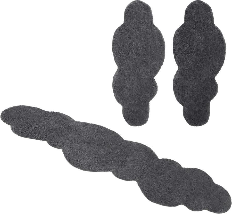 My home Set slaapkamerkleedjes Microvezeltapijt Magong bijzonder zacht zeer fijne pool Wolkvorm uni slaapkamerkleed loperset slaapkamer kinderkamer - Foto 3