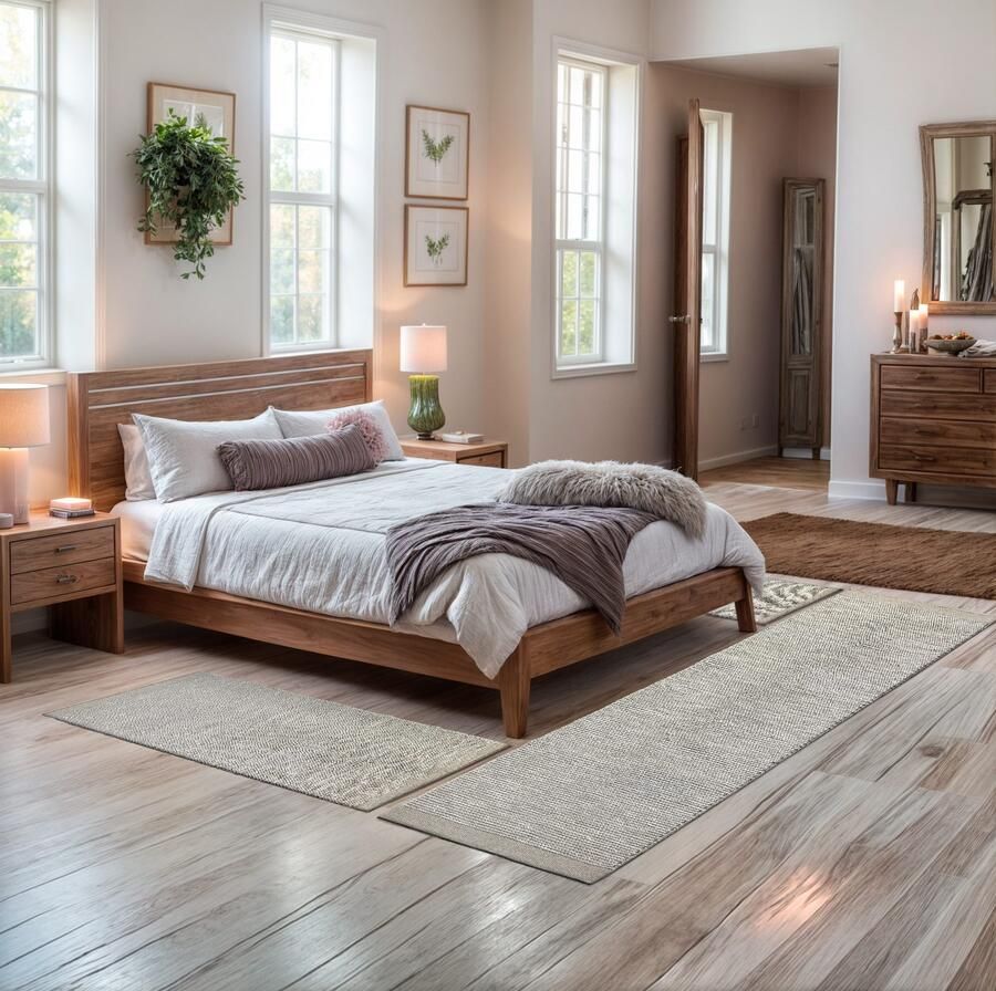 My home Set slaapkamerkleedjes Odenne handgeweven omkeerbare tapijt gemêleerd uiterlijk 100% wol woonkamer - Foto 9