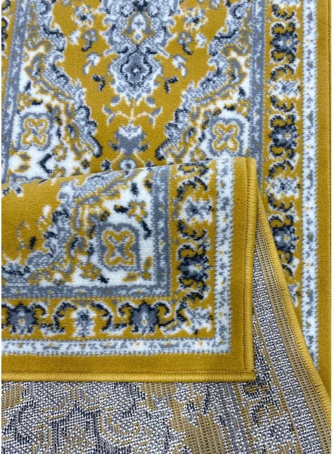 My home Set slaapkamerkleedjes Oriental Made in Belgium Loperset korte pool oriënt-look met randdessin gemakkelijk in onderhoud elegant - Foto 4