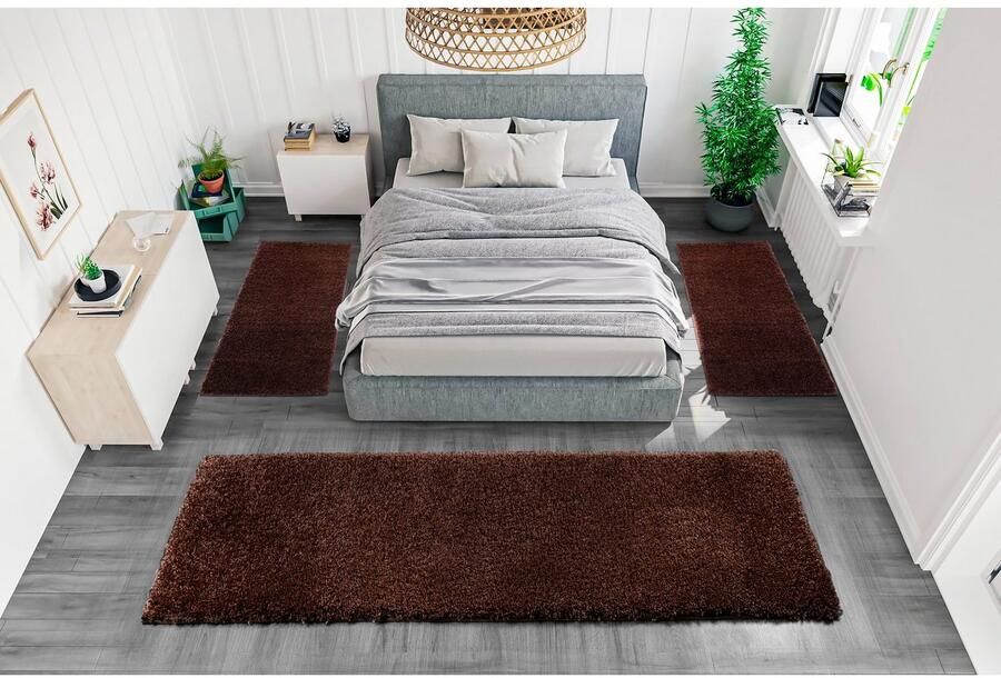 Bruno Banani Set slaapkamerkleedjes Shaggy Soft geweven unikleuren bijzonder zacht slaapkamerkleed loperset - Foto 5
