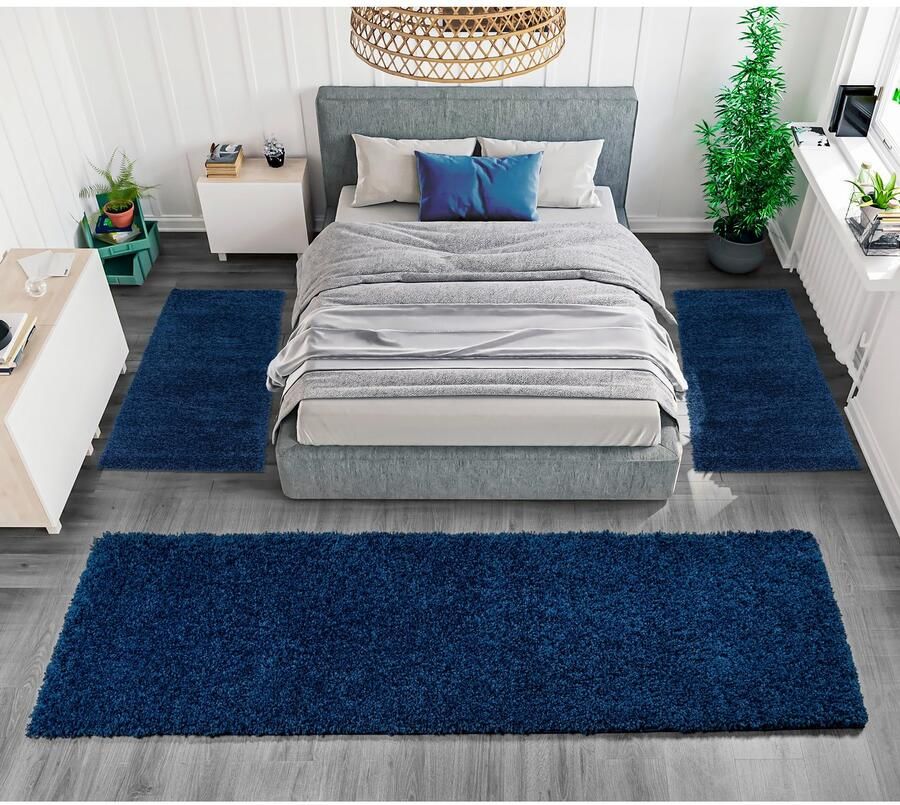 Bruno Banani Set slaapkamerkleedjes Shaggy Soft geweven unikleuren bijzonder zacht slaapkamerkleed loperset - Foto 4