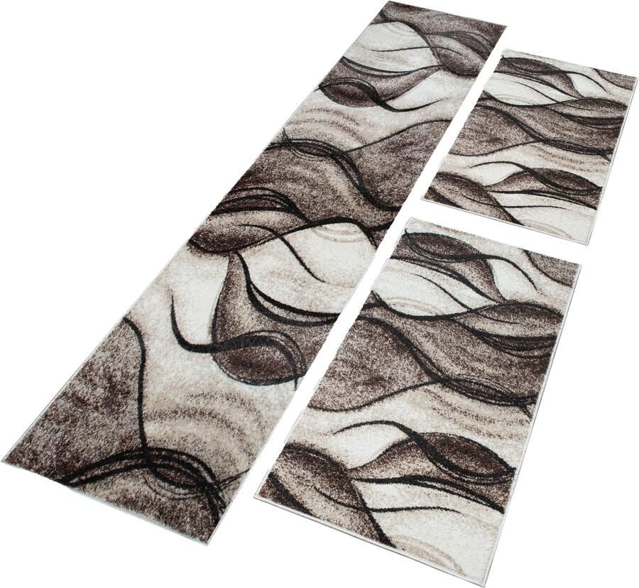 My home Set slaapkamerkleedjes Tritom met bijzonder zachte pool kortpolig modern golvenmotief - Foto 7