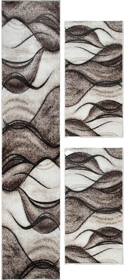 My home Set slaapkamerkleedjes Tritom met bijzonder zachte pool kortpolig modern golvenmotief - Foto 6