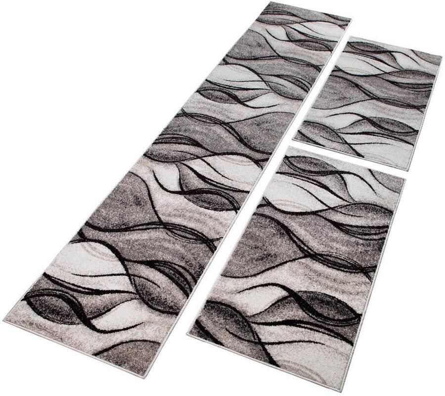 My home Set slaapkamerkleedjes Tritom met bijzonder zachte pool kortpolig modern golvenmotief - Foto 6