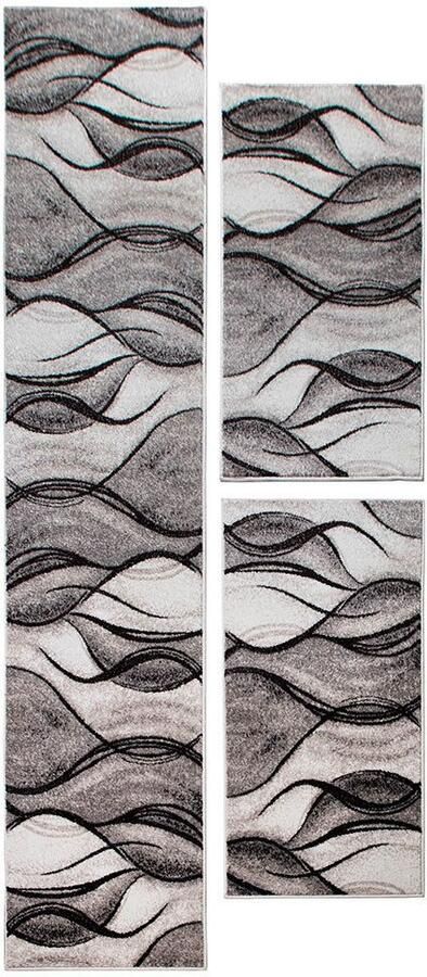 My home Set slaapkamerkleedjes Tritom met bijzonder zachte pool kortpolig modern golvenmotief - Foto 5