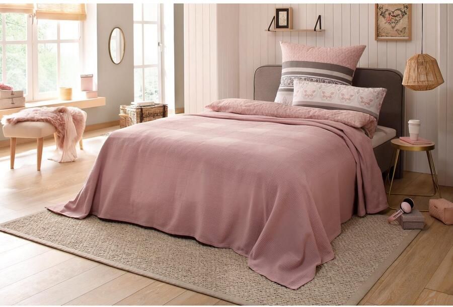 My home Sprei Mira lichte sprei van 100% katoen uni foulard zonder vulling - Foto 3