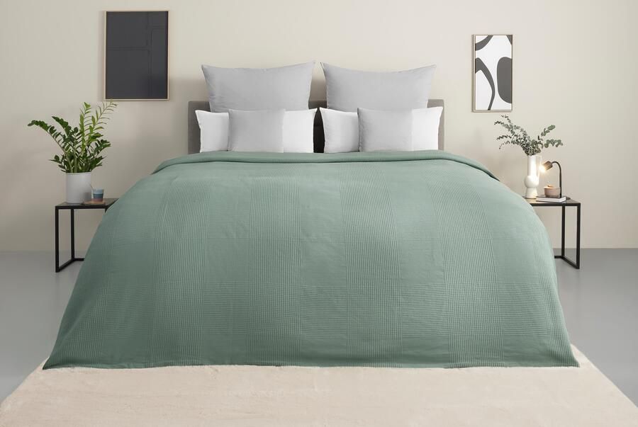 My home Sprei Mira lichte sprei van 100% katoen uni foulard zonder vulling - Foto 3