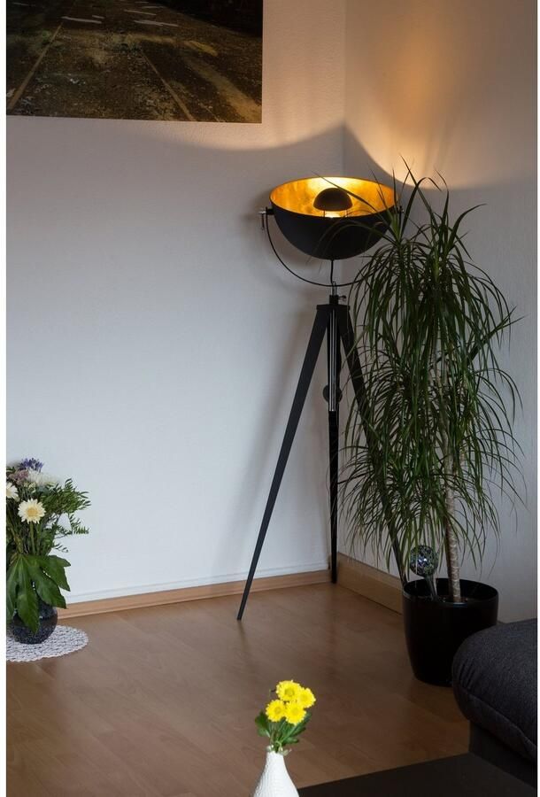 My home Staande lamp Elenoire Staande lamp hoogte verstelbaar zwart goudkleur - Foto 3