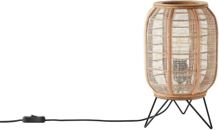 My home Tafellamp Rouez Tafellamp in nature stijl met 32 cm hoogte kap van textiel en hout - Foto 2