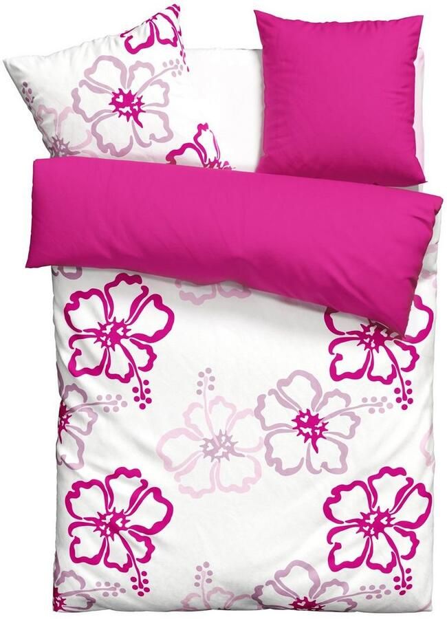 My home Tweezijdig te gebruiken overtrekset Litschi vanaf maat 135x200 cm met bloemen in 2 kwaliteiten verkrijgbaar hawaii (2-delig) - Foto 6