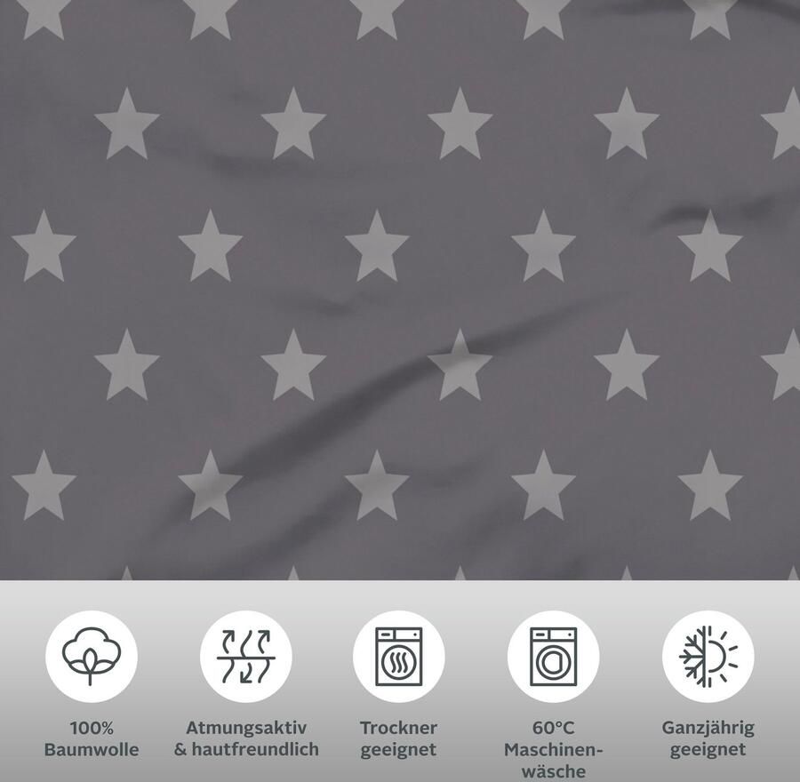 My home Tweezijdig te gebruiken overtrekset Stella Dekbedovertrek met sterretjes kerst winter - Foto 3