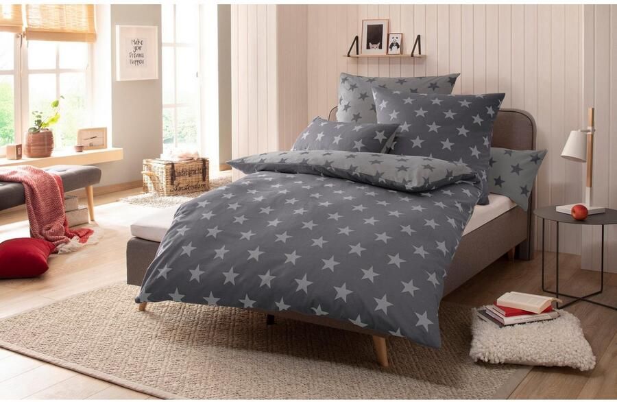 My home Tweezijdig te gebruiken overtrekset Stella Dekbedovertrek met sterretjes kerst winter - Foto 6