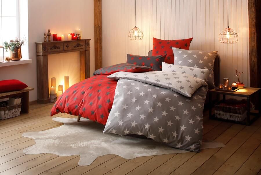 My home Tweezijdig te gebruiken overtrekset Stella Dekbedovertrek met sterretjes kerst winter - Foto 8