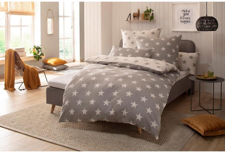 My home Tweezijdig te gebruiken overtrekset Stella Dekbedovertrek met sterretjes kerst winter - Foto 7