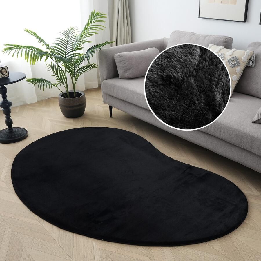 My home Vachtvloerkleed Balu Bean konijnenbont Kunstbont tapijt modern zacht woonkamer slaapkamer - Foto 13