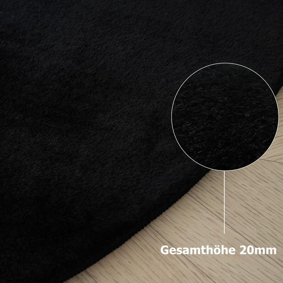 My home Vachtvloerkleed Balu Bean konijnenbont Kunstbont tapijt modern zacht woonkamer slaapkamer - Foto 2