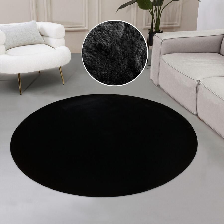 My home Vachtvloerkleed Balu kunstbont tapijt modern Konijnenbont-gevoel lange pool slaapkamer woonkamer kinderkamer