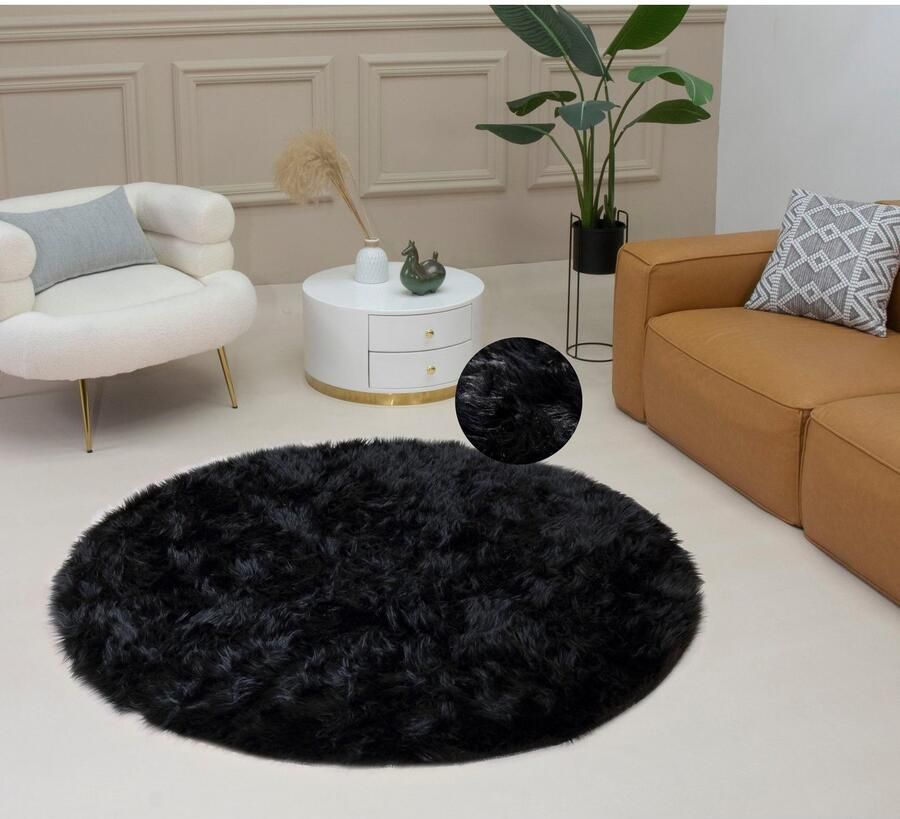 My home Vachtvloerkleed Dena hoogpolige tapijten Imitatiebont zacht unikleuren woonkamer slaapkamer eetkamer - Foto 3