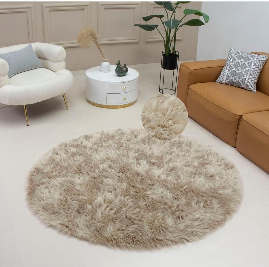 My home Vachtvloerkleed Dena hoogpolige tapijten Imitatiebont zacht unikleuren woonkamer slaapkamer eetkamer - Foto 2