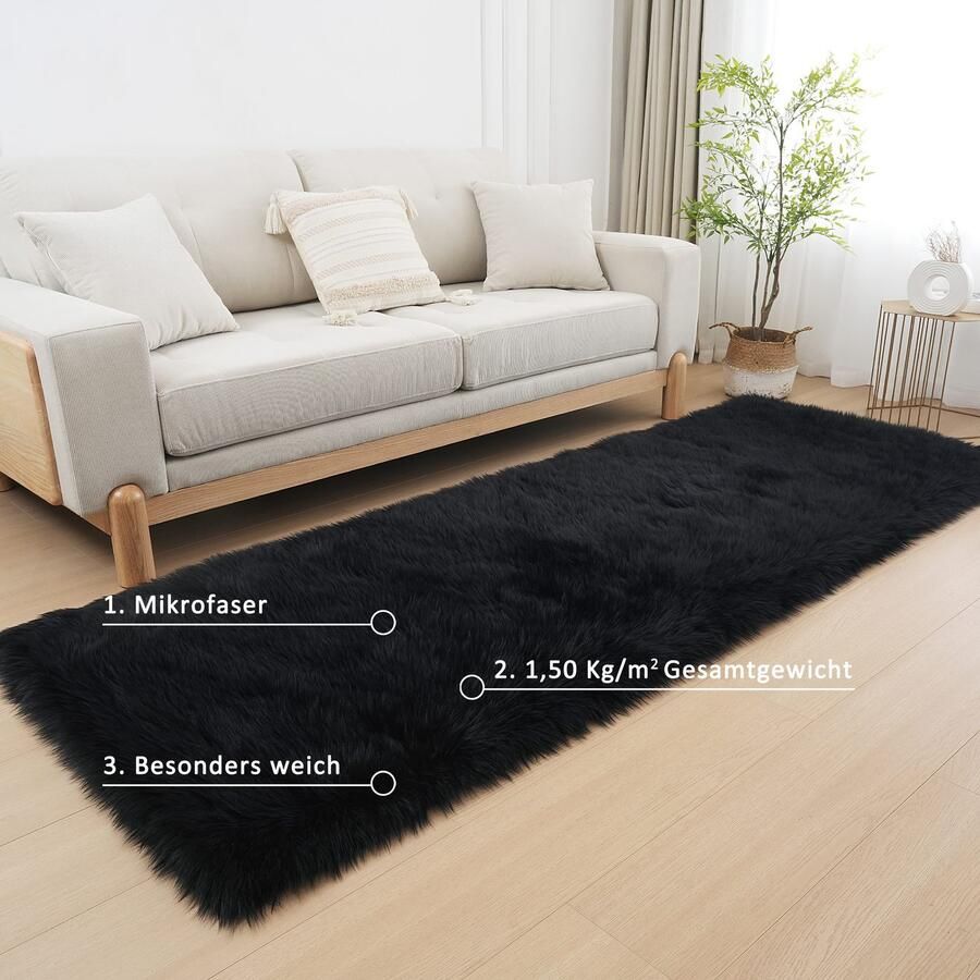 My home Vachtvloerkleed Dena hoogpolige tapijten Imitatiebont zacht unikleuren woonkamer slaapkamer eetkamer - Foto 3