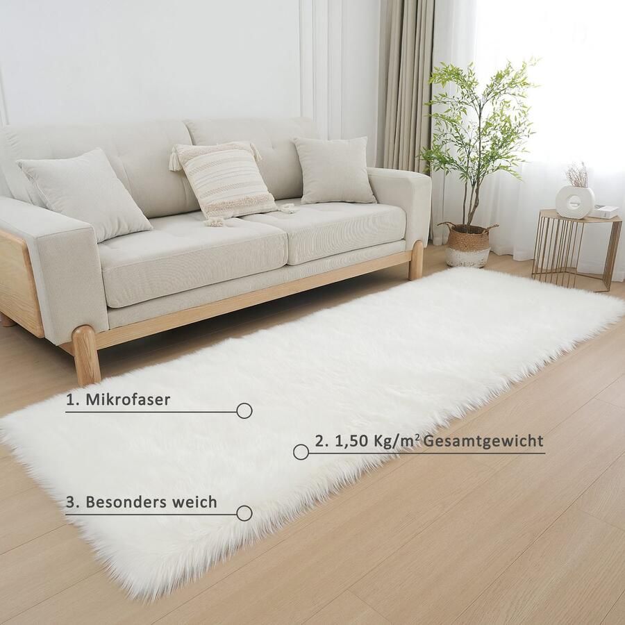 My home Vachtvloerkleed Dena hoogpolige tapijten Imitatiebont zacht unikleuren woonkamer slaapkamer eetkamer