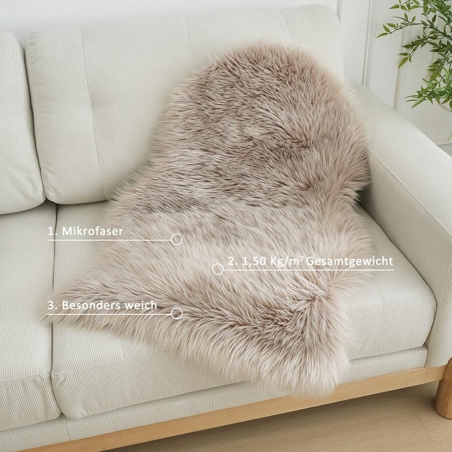 My home Vachtvloerkleed Dena tapijten vachtvorm wasbaar Imitatiebont zacht unikleuren woonkamer slaapkamer eetkamer - Foto 3
