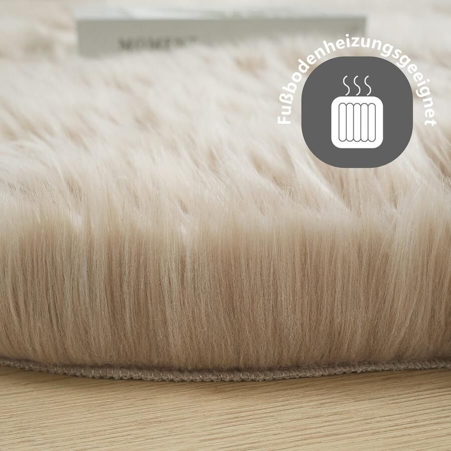 My home Vachtvloerkleed Dena tapijten vachtvorm wasbaar Imitatiebont zacht unikleuren woonkamer slaapkamer eetkamer - Foto 4