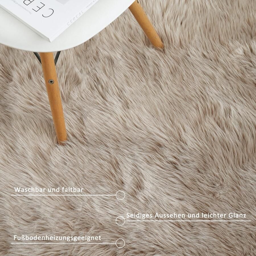 My home Vachtvloerkleed Dena tapijten vachtvorm wasbaar Imitatiebont zacht unikleuren woonkamer slaapkamer eetkamer - Foto 5