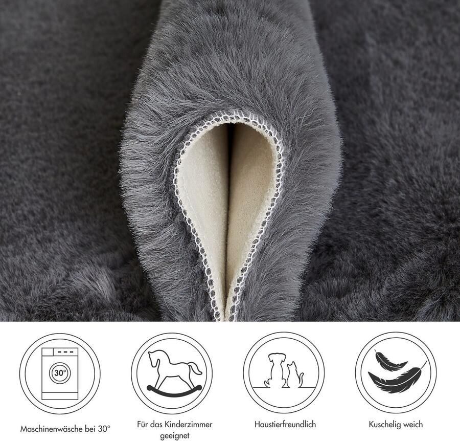 My home Vachtvloerkleed Lugano Kunstbont uni kleuren zacht & knuffelig ook als 2-set verkrijgbaar - Foto 3