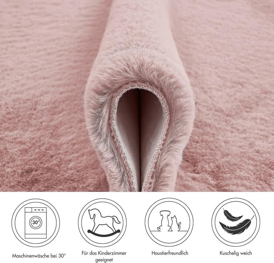 My home Vachtvloerkleed Lugano Kunstbont uni kleuren zacht & knuffelig ook als 2-set verkrijgbaar - Foto 3