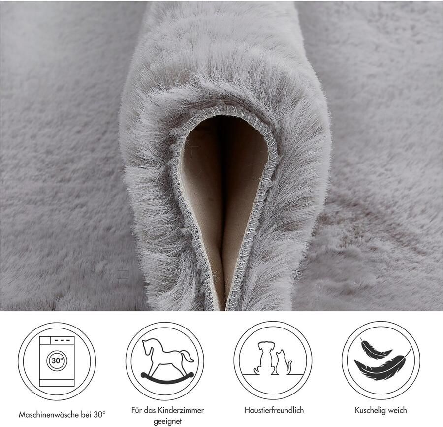 My home Vachtvloerkleed Lugano Kunstbont uni kleuren zacht & knuffelig ook als 2-set verkrijgbaar - Foto 2