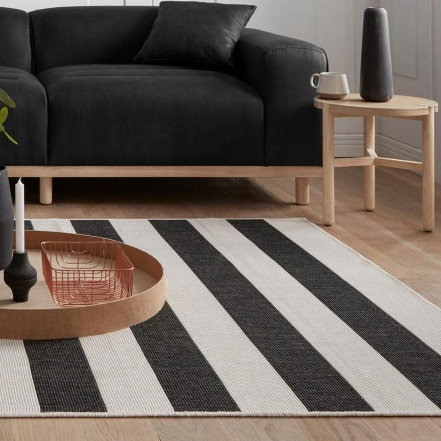 My home Vloerkleed Alan omkeerbaar tapijt dubbelzijdig te gebruiken strepen scandi weerbestendig voor binnen en buiten - Foto 3