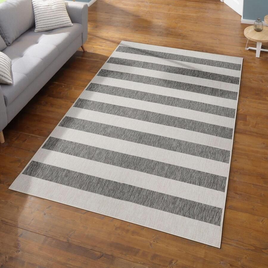 My home Vloerkleed Alan omkeerbaar tapijt dubbelzijdig te gebruiken strepen scandi weerbestendig voor binnen en buiten - Foto 3