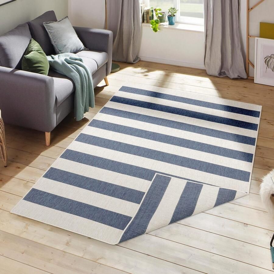 My home Vloerkleed Alan omkeerbaar tapijt dubbelzijdig te gebruiken strepen scandi weerbestendig voor binnen en buiten - Foto 4