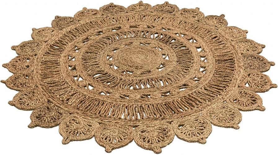 My home Vloerkleed Amar gevlochten tweezijdig te gebruiken kleed 100% jute boho stijl woonkamer eetkamer - Foto 9