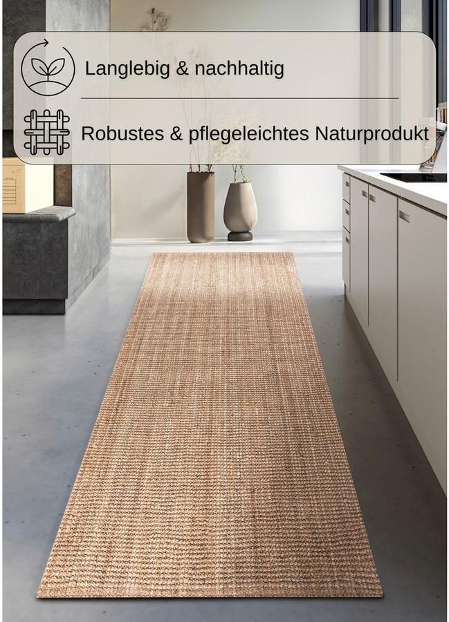My home Vloerkleed Avot jute tapijt 100% jutevezel loper eetkamer woonkamer scandi - Foto 3