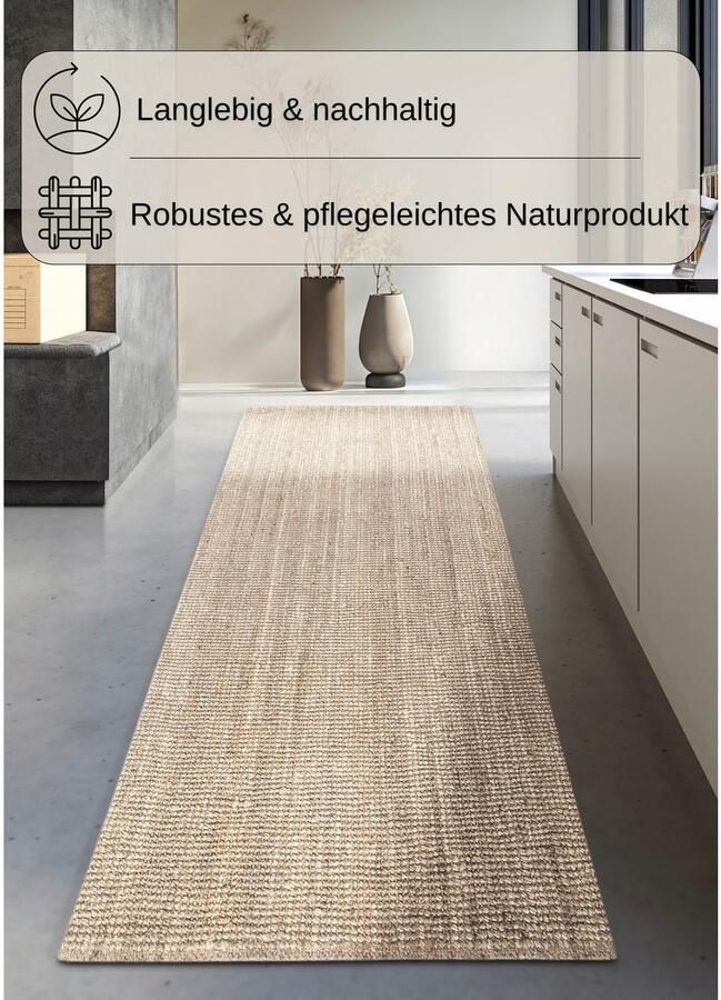 My home Vloerkleed Avot jute tapijt 100% jutevezel loper eetkamer woonkamer scandi - Foto 3