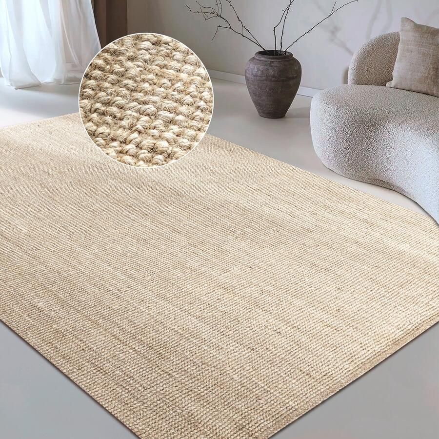 My home Vloerkleed Avot jute tapijt 100% jutevezel natuur eetkamer loper woonkamer gang scandi - Foto 8