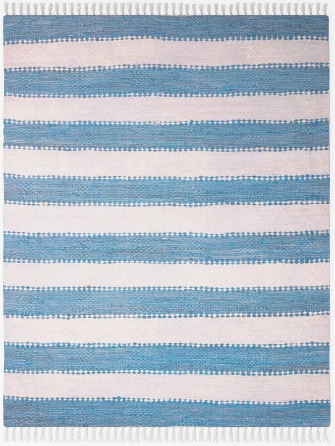 My home Vloerkleed Benja Handgeweven tapijt gestreept 90% katoen handgeweven met franjes - Foto 5