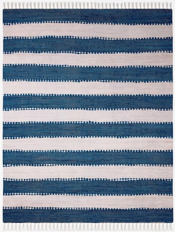 My home Vloerkleed Benja Handgeweven tapijt gestreept 90% katoen handgeweven met franjes - Foto 5