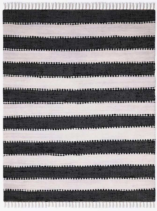 My home Vloerkleed Benja Handgeweven tapijt gestreept 90% katoen handgeweven met franjes - Foto 5