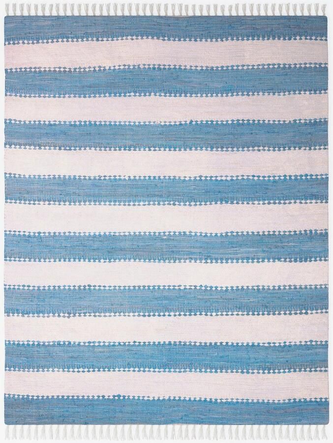 My home Vloerkleed Benja Handgeweven tapijt gestreept 90% katoen handgeweven met franjes - Foto 5