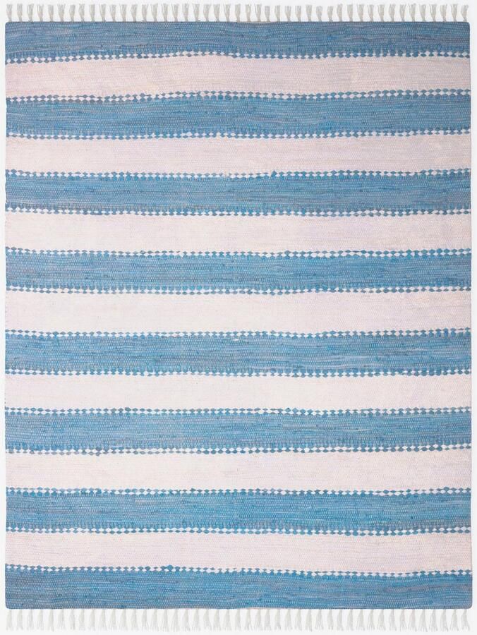 My home Vloerkleed Benja Handgeweven tapijt gestreept 90% katoen handgeweven met franjes - Foto 5